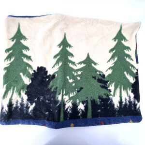 Vintage Pair of Standard Fleece Pillow Shams Woodsy Rustic Cabin Wolf Theme